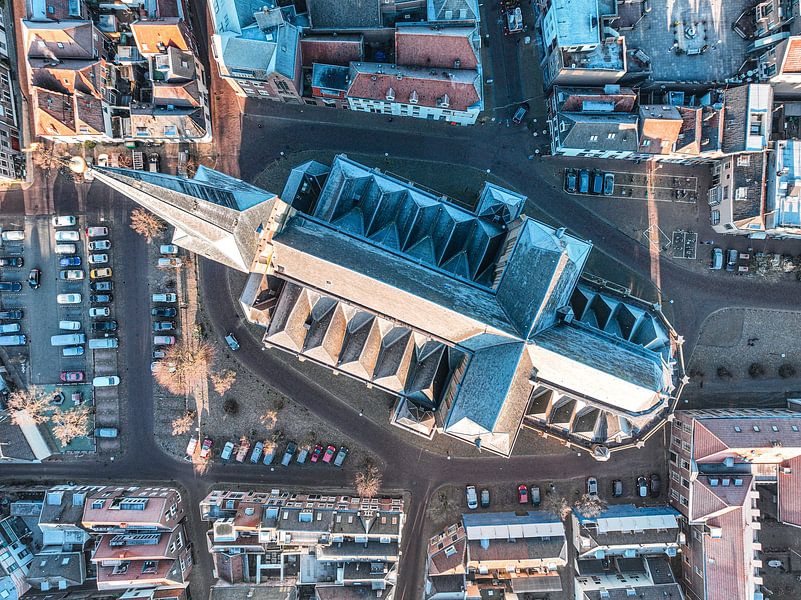 Kampen Bovenkerk van bovenaf gezien tijdens een koude winterochtend van Sjoerd van der Wal Fotografie