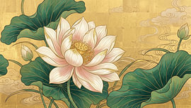 Elegant Pink Lotus Blossoms on Golden Vintage Background by Siti Zuliana