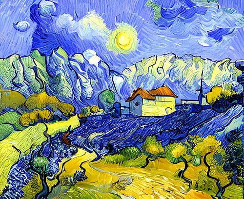 Heuvels en dorp in de Provence