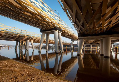 The Royal Welch Bridge railway bridges over the river Dieze in s'-Hertogenbosch, the Netherlands