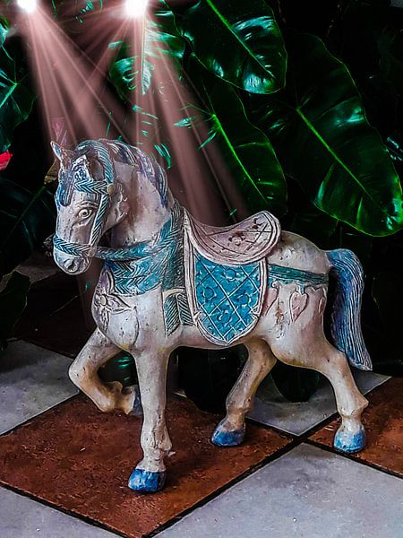 Brocante houten paard foto op canvas par Renee Alexandra Serlier