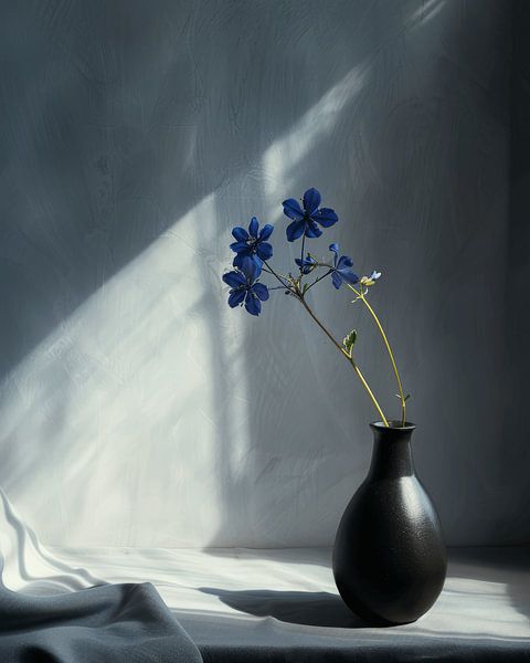 Still life with blue flowers by Japandi Art Studio