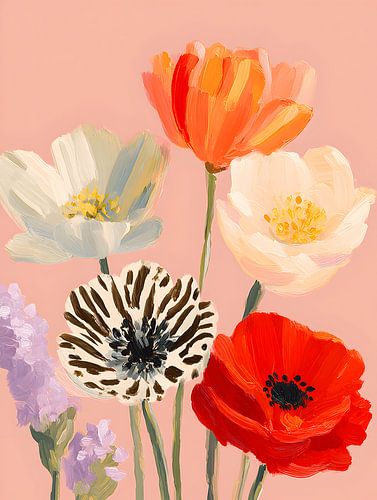 Zomerbloemen in Pastel