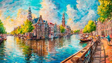 Peinture de la ville d'Amsterdam sur Mustafa Kurnaz
