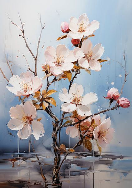 Single flower in oil by Harry Cathunter