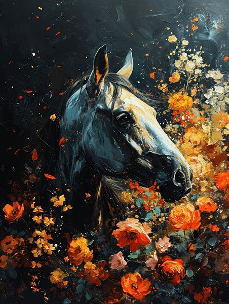 Eternal Elegance - Horse portrait in Blossom by Eva Lee