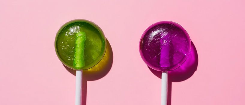 Bunte Lutscher auf pinkem Hintergrund von Poster Art Shop