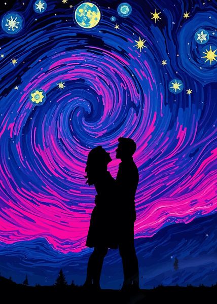 Couple romantique Silhouette nuit étoilée 2 par MIROKKU