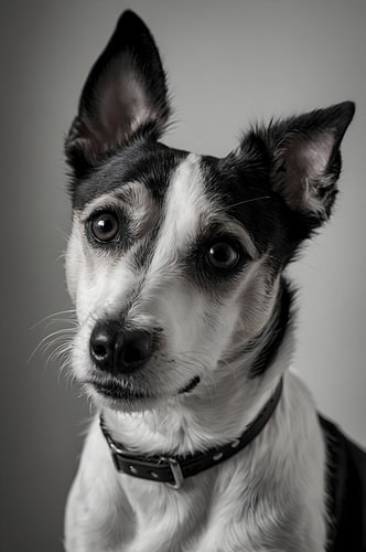 Jack Russell Terrier Schwarz-Weiß Fine Art Wandbild