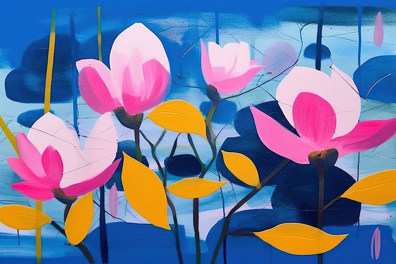 Magnolia | Enchanting Flower Arrangement | Magnolia flowers in atmospheric ambience by Eye catching paintings