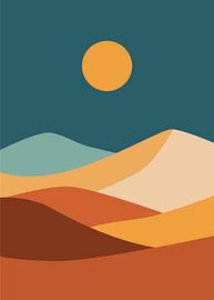 Minimalist landscape nature of abstract mountain ranges and desert dunes by Adam Khabibi
