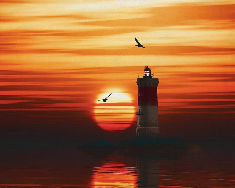Pierre Noires Lighthouse with a sunset and Yellow Alto Stratus clouds by Art to make a house your home