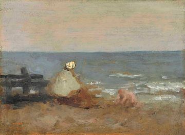 Vrouw en kind bij de zee, Étretat, Jean-Baptiste-Camille Corot