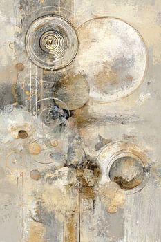 Abstract Schilderij - Goud Grijs Mysterieus en Elegant