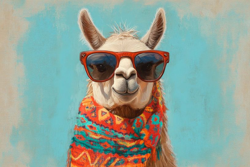 Lama met zonnebril van Poster Art Shop