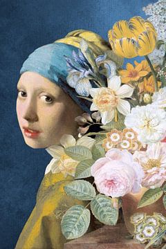 Girl with the Pearl Earring - The Floral Edition II van Marja van den Hurk