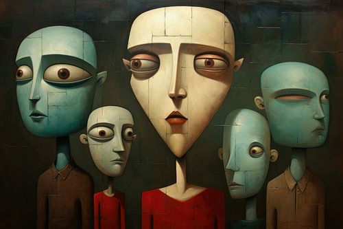 Faces in abstract shapes and colours