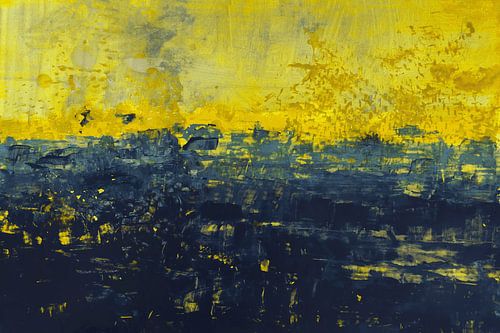 Gelb und Blau Abstrakte Landschaft von Ela Szczepaniak