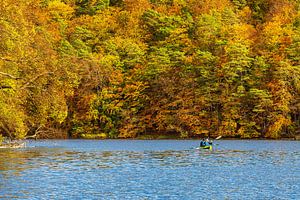 Kajak im See Schmaler Luzin in der herbstlichen Feldberger Seenl