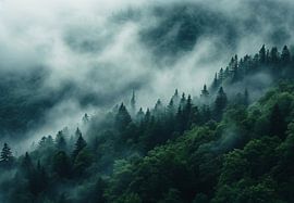 Mountain landscape in the morning mist