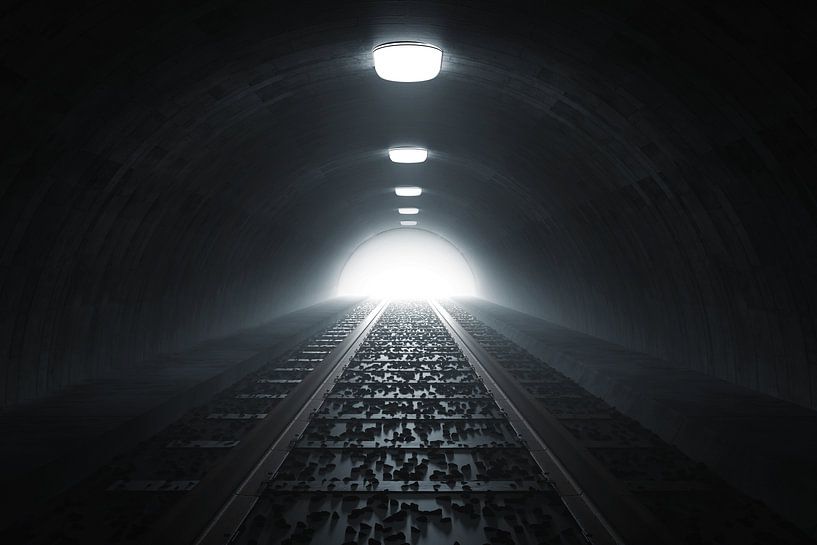 Licht aan het einde van de spoortunnel van Besa Art