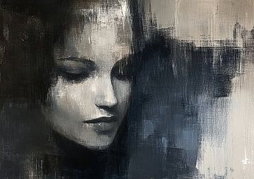 Vrouwenportret van Abstract Schilderij