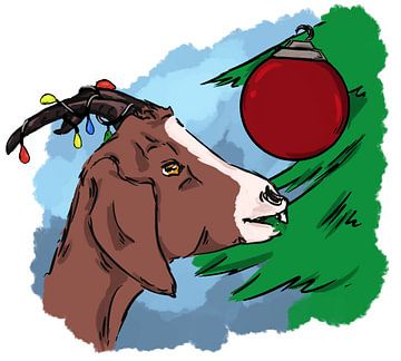 Ziege und Weihnachtsbaum von Antiope33