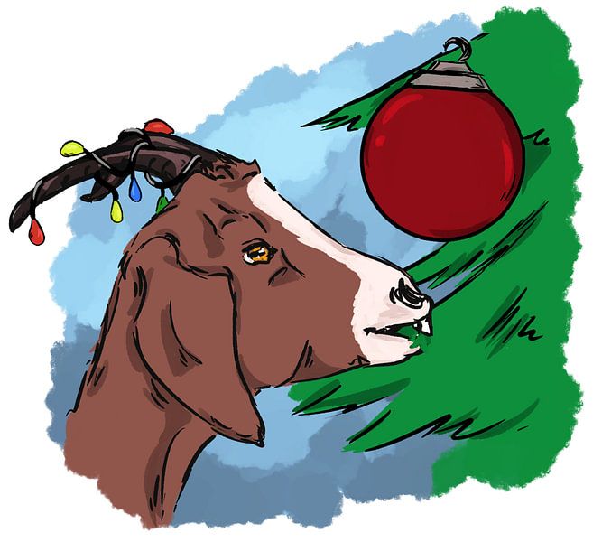 Chèvre et sapin de Noël par Antiope33