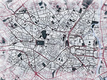 Kaart van Montpellier centrum in de stijl 'White Winter' van Maporia