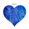 Delft en bleu de Delft | Plan de la ville en forme de cercle de mur sur WereldkaartenShop