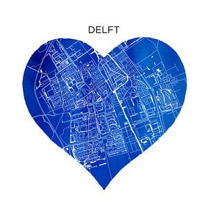 Delft in Delfter Blau | Stadtplan als Wandkreis von WereldkaartenShop