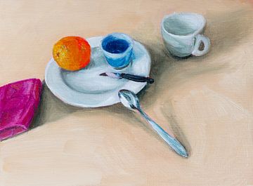 Plate of orange - still life by QEIMOY