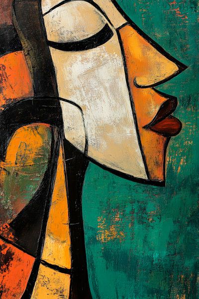 Abstract profile portrait in bright colours by Poster Art Shop