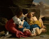 Lot und seine Töchter, Orazio Gentileschi von Meisterhafte Meister Miniaturansicht