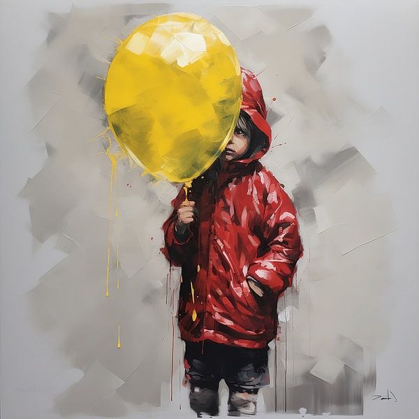 Un garçon et son ballon jaune par TheArtfulGallery