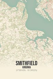 Alte Karte von Smithfield (Virginia), USA. von Ortsdrucke