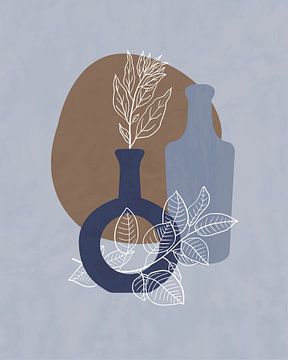 Illustration eines Stillebens mit zwei blauen Flaschen von Tanja Udelhofen