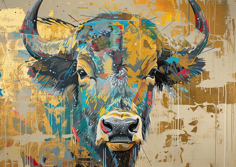 Malerei Stier Gold von Kunst Laune