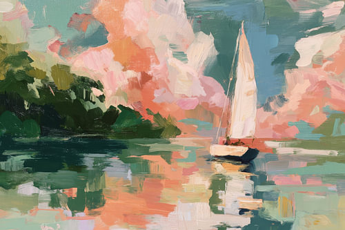 Sailboat in a pastel-coloured dream