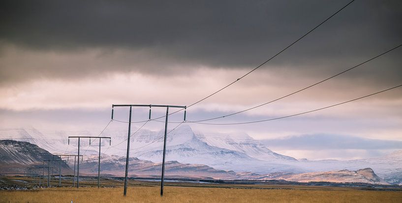 Power poles in Iceland by peterheinspictures