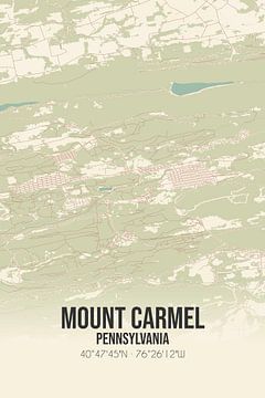 Vintage landkaart van Mount Carmel (Pennsylvania), USA. van MijnStadsPoster
