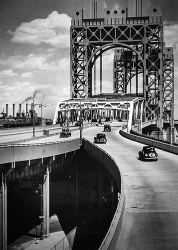 Historisch New York: Triborough Bridge, East 125th Street approach, Manhattan, 1936.
