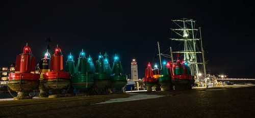Harlingen harbour at night