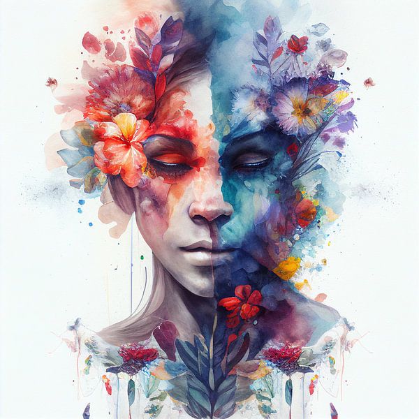 Aquarell Tropische Frau #11 von Chromatic Fusion Studio