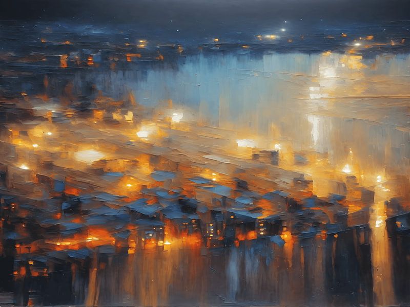 Die Stadt bei Nacht von Jolique Arte