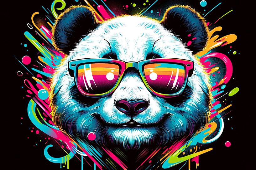 Colourful panda with cool sunglasses by artefacti