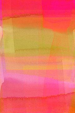 Abstract in neon roze en geel, trend van 2023 van Studio Allee