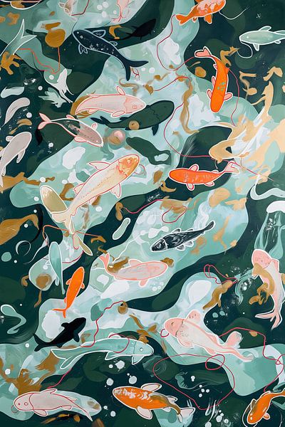 Koi in the pond by NJ Midnight Studio