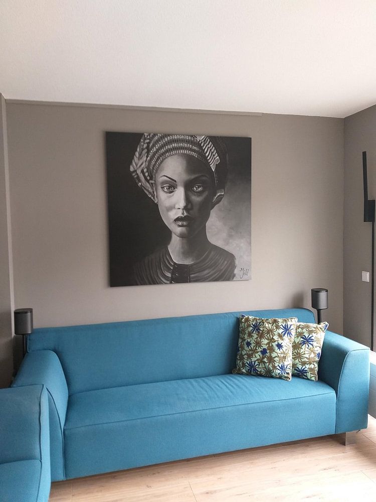 Femme avec foulard, noir et blanc par Bianca ter Riet