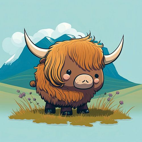 Scottish Highlander in cartoon style